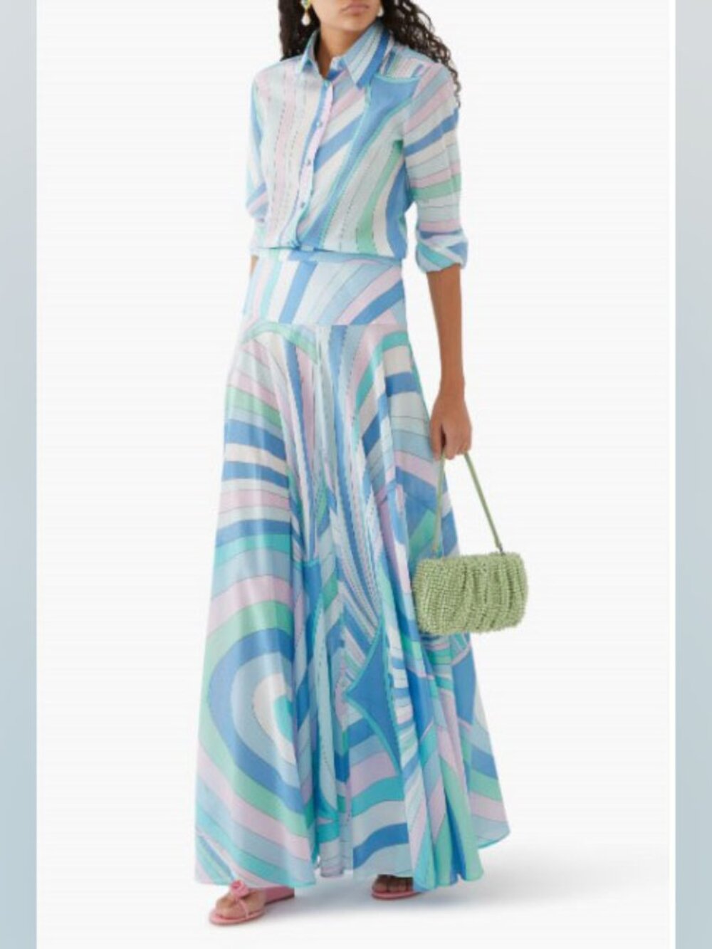 Pucci Iride-Print Cotton Long Skirt